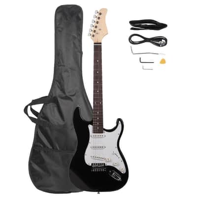 Black 6-String ST Electric Guitar Beginner Pack – Rosewood Fingerboard, Basswood Body + Strap, Cord & Gig Bag image 1