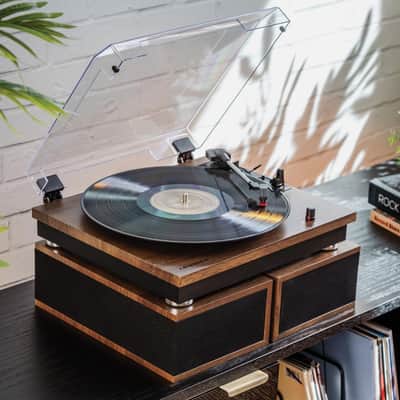 Crosley CR7502A-WA Riff 3-Speed Record Player With Speakers - Walnut-NEW image 4