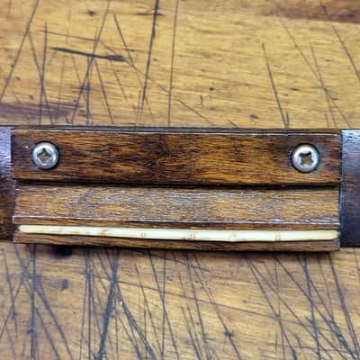 Vintage RARE 1966 Japan Checkmate Acoustic Guitar String Through Bridge Tailpiece Saddle with Original Installation Bolts Luthier Parts image 1