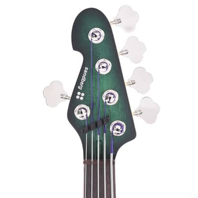 Sandberg Forty Eight Matte Greenburst Fretless 5-String Lefty (Serial #40418) image 6