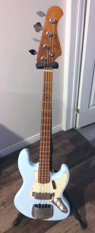 Bacchus BJB-1-RSM/M *Roasted Maple* Sonic Blue Jazz Bass | Reverb