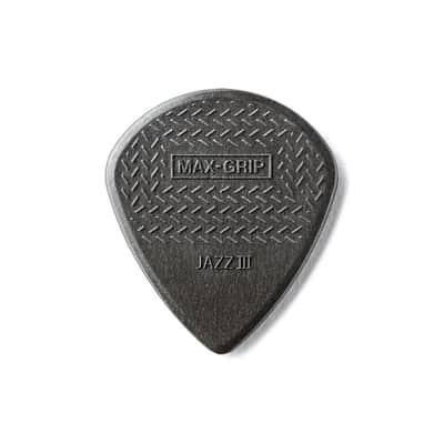 Jim Dunlop Nylon Max Grip Jazz III 1.38 mm Picks (Carbon Fibre, Pack of 6)