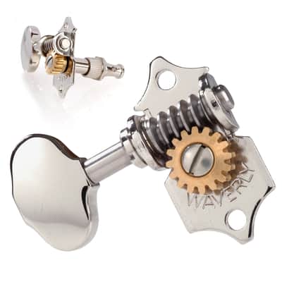Waverly Guitar Tuners with Butterbean Knobs, for Solid Pegheads, Nickel, 3L/3R image 2