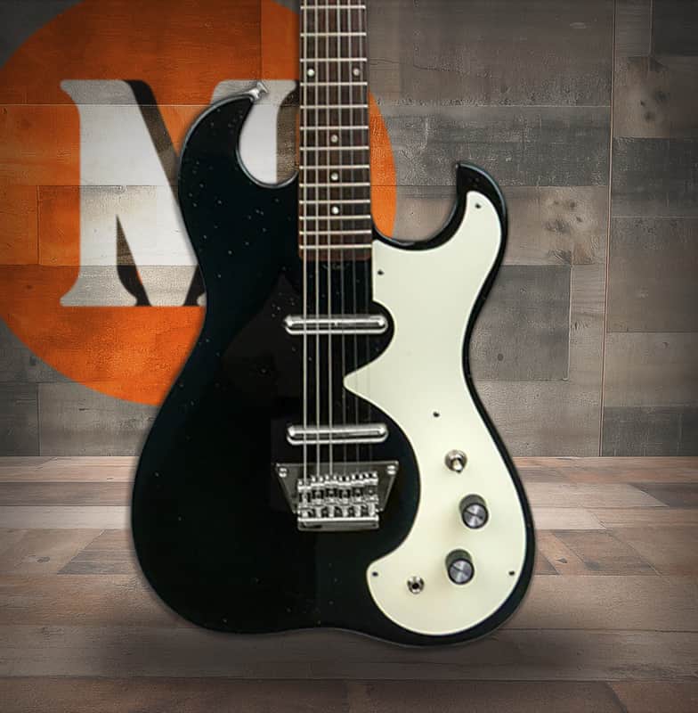 Silvertone Double Cut Bolt-on Alnico 6 Lipstick PU's - Black Silver Flake (1449BSF2) image 1