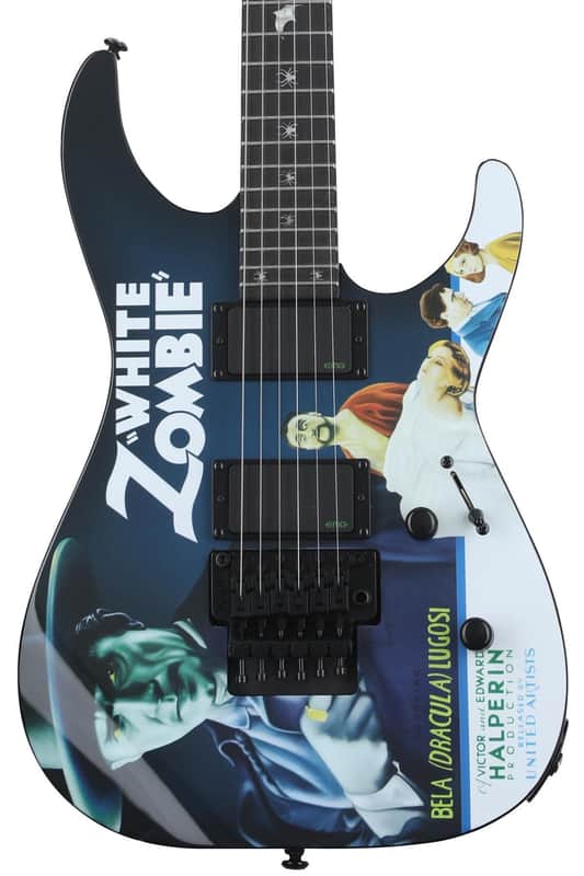 ESP LTD Kirk Hammett Signature KH-WZ White Zombie Electric Guitar - Black with Graphic image 1