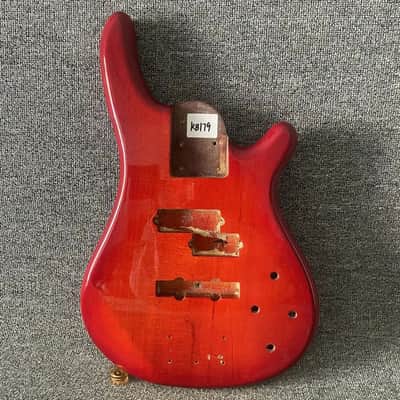 Transparent Red Basswood 5 String PJ Bass Body image 1