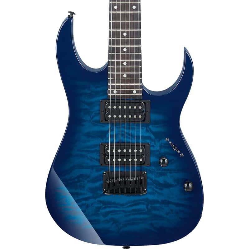 Ibanez GRG7221QATBB RG 7-String Electric Guitar, Transparent Blue Burst image 1