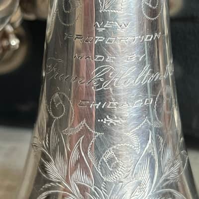 Frank Holton "New Proportion" Cornet — Serial #6646 — Chicago, c.1903–05 — Silver Plate — Collector-Player — Original Case, Extra Slides & Two Period Holton Mouthpieces image 3
