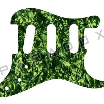 Custom Pickguard For 2000 - Present Made in America Fender Stratocaster Oversized Template with Burns Tri-Sonic Pickups - Light Green Pearl/Black/White/Black .090" image 1