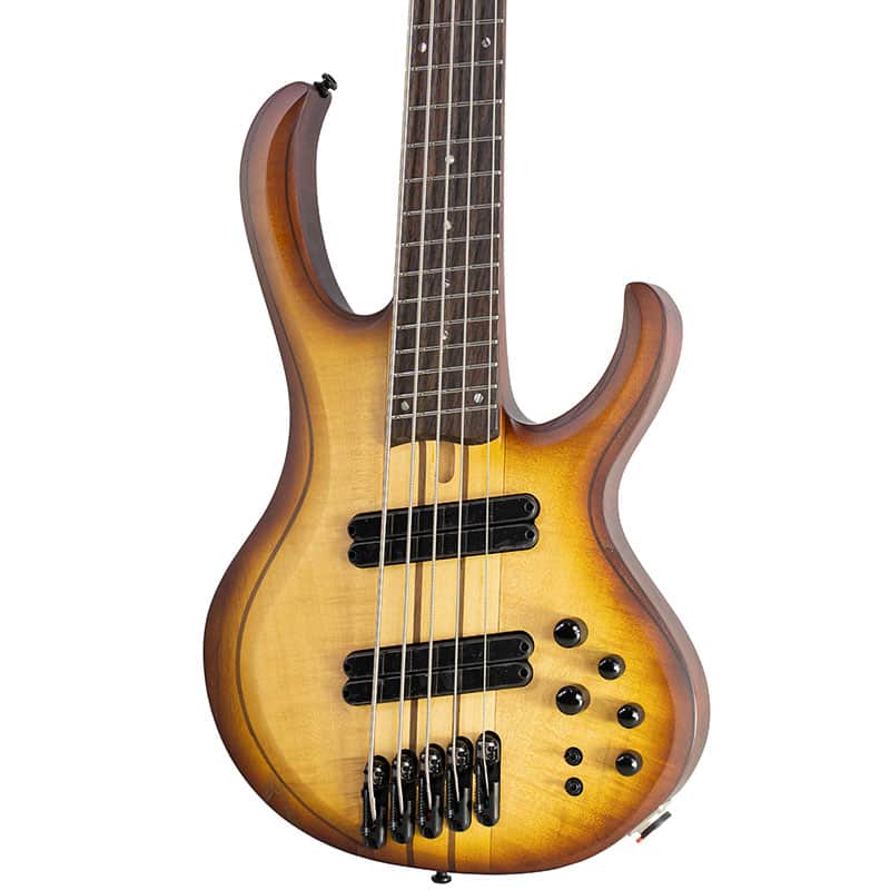 Brand New Ibanez BTB705LMNNF Bass Workshop 5-String Multi Scale Electric Bass Natural Browned Burst Flat image 1