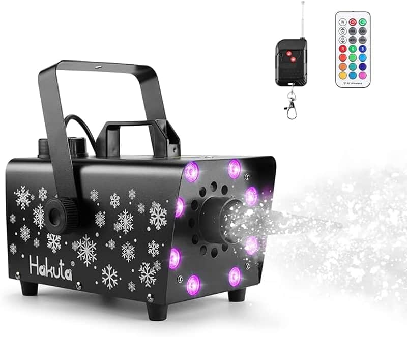 Snow Machine, 800W Snow Machine with 8 LED RGB Lights, 13 LED Lighting Colors and 2 Remotes, Perfect for Christmas, Halloween, Valentine's Day, Wedding, Parties and DJ Stage image 1