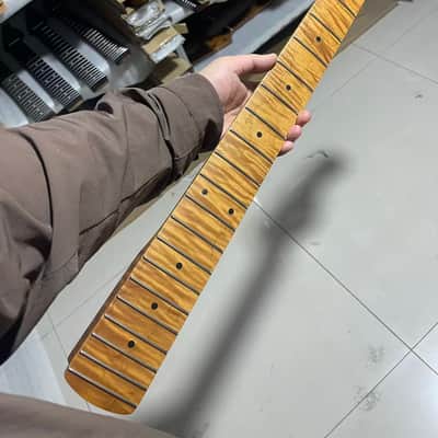4a 5-string electric bass neck jazz bass stainless steel 21frets Roasted flame Maple guitar neck 34inch hole 18mm image 1