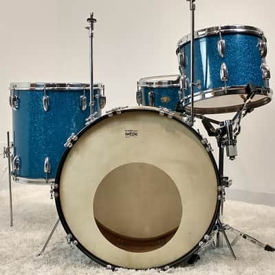 Slingerland 22/13/16/5.5x14" Radio King Drum Set - 1950's Blue Sparkle image 2