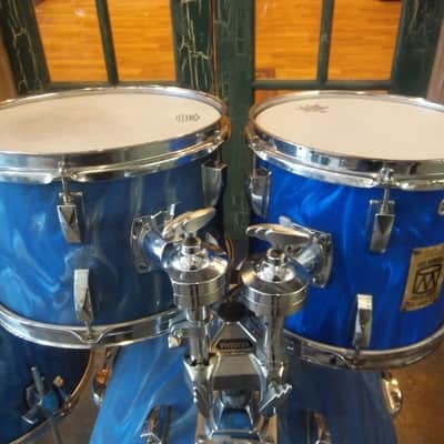 Modern Drum Shop New York City Custom Designed 4 Piece Drum Set Blue Swirl image 2