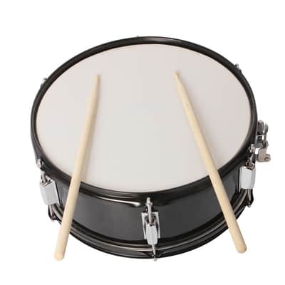 14"x5.5" Snare Drum Kit Black w/ Sticks, Strap & Wrench – Metal Shell, 8 Lug, Beginner Marching Practice Drum image 1
