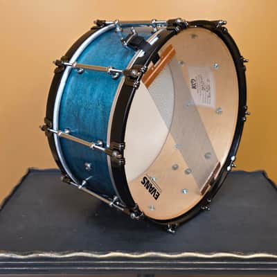 Kings Custom Drums 14x7" Maple Turquoise Snare w/ Wood Hoops image 6