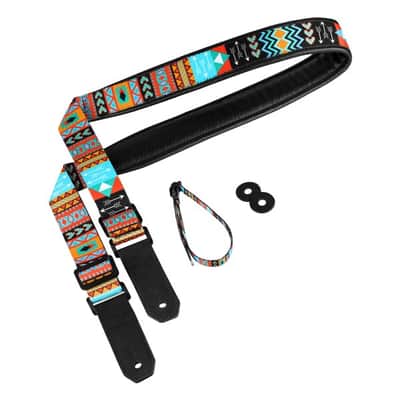 Strap for Guitar Ukrainian Nylon + Leather Ethnic Colored image 3
