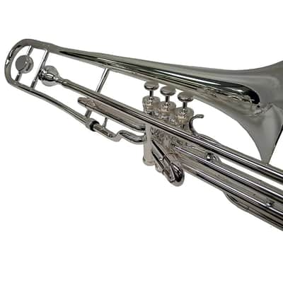 Silver Valve trombone, with case and mouthpiece image 2