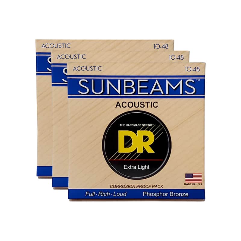 DR Strings Sunbeam Acoustic Extra Light 10-48 3 Pack Bundle image 1