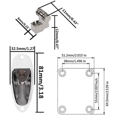 Gold Set Guitar Stratocaster Strat Style Jack Plate, String Retainers Roller Trees, Neck Plate image 2