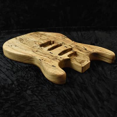 Strat Style Body - 1 Piece Black Korina (Limba) with 2 Piece Spalted Maple Top - Weight: 4 lbs 10 oz image 3