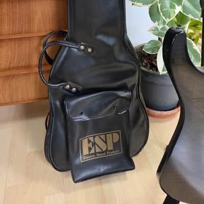 ESP Gig Bag Soft Case Premium Leather Vinyl 80s to early 90s Black from Custom Shop guitar. Fits reverse headstock as well. All Super Stratocaster and Telecaster bodies fit. image 2