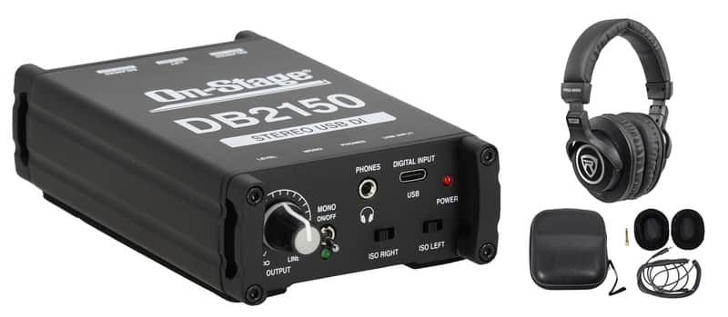 On-Stage DB2150 Passive USB DI Box w/3.5 mm Headphone Output+Headphones image 1