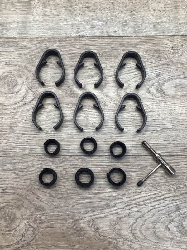 Set of 6 Roland Rack Clips w/ Velcro Strips & Drum Key For Electronic Drum Racks Cable Management image 1