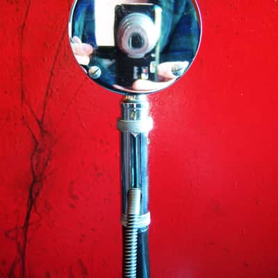 Vintage RARE 1950's Astatic D-104 crystal "Lollipop" microphone Chrome w period Astatic E6G desk stand image 5