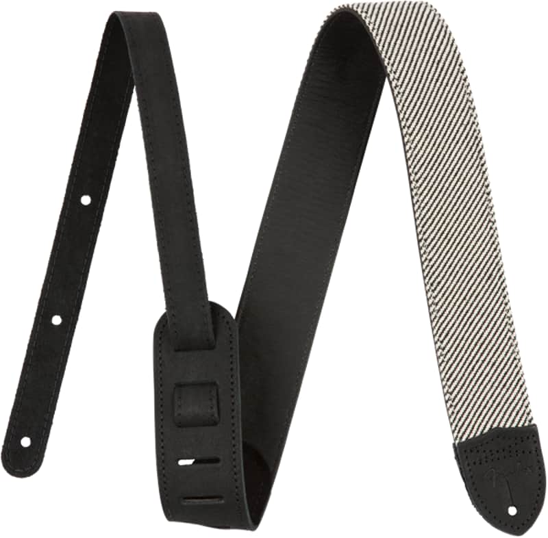 099-0610-006 Genuine Fender Strap Deluxe 2" Black Tweed/Leather USA Made Guitar/Bass image 1