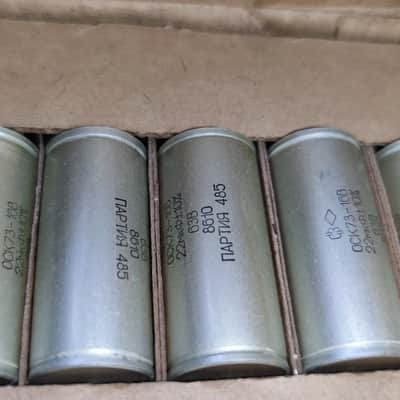 2x k73-16V 22uF 63V PETP Mylar Soviet Capacitors High Quality Soviet NOS Matched Pair image 7