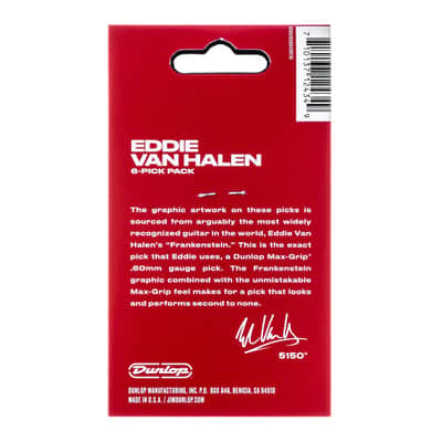 Dunlop EVH Eddie Van Halen Frankenstein Player's Pack - 6 Red, White & Black Striped Guitar Picks image 4