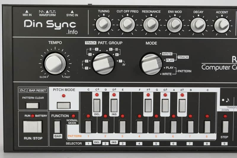 Din Sync RE-303 Bass Line Analog Synth Roland TB-303 Replica Black