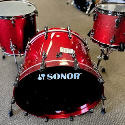 Sonor SQ2 3pc Medium Maple Shell Pack in Red Sparkle Lacquer 13/16/24 image 2