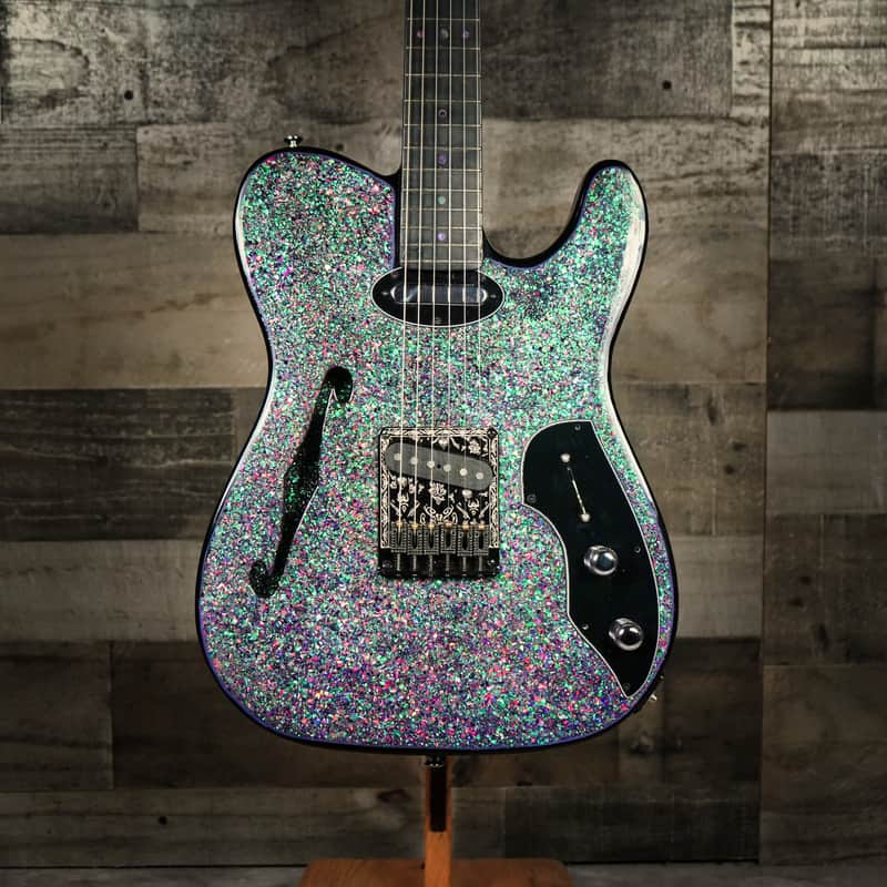 Flaxwood Prototype Electric Guitar Green/Purple Holoshift image 1
