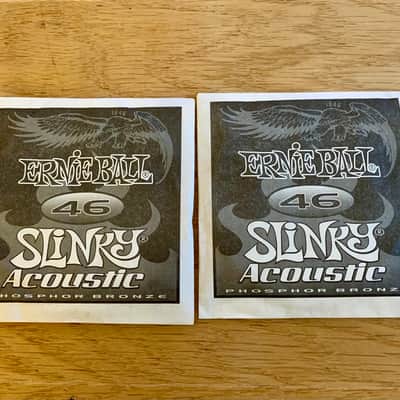 Two Single .046 Gauge Slinky Acoustic Guitar Strings (Ernie Ball - Bronze) Opened, Not Played image 1
