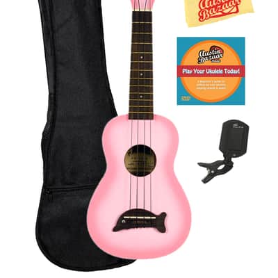 Kala MK-SD-PKBURST Makala Dolphin Soprano Ukulele - Pink Burst w/ Gig Bag image 1