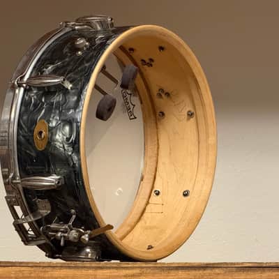 1950's Slingerland 5.5x14 Gene Krupa Radio King Black Diamond Pearl Snare Drum Solid Shell image 15