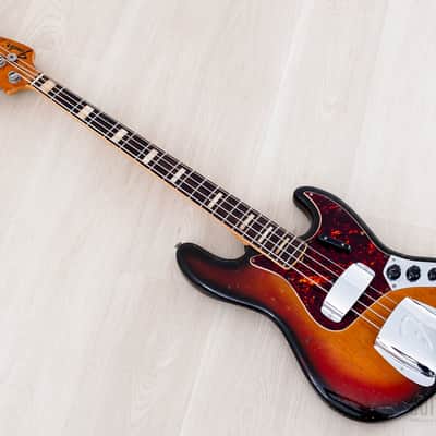 1973 Fender Jazz Bass Sunburst Vintage Electric Bass Guitar, Alder Body w/ Case image 12