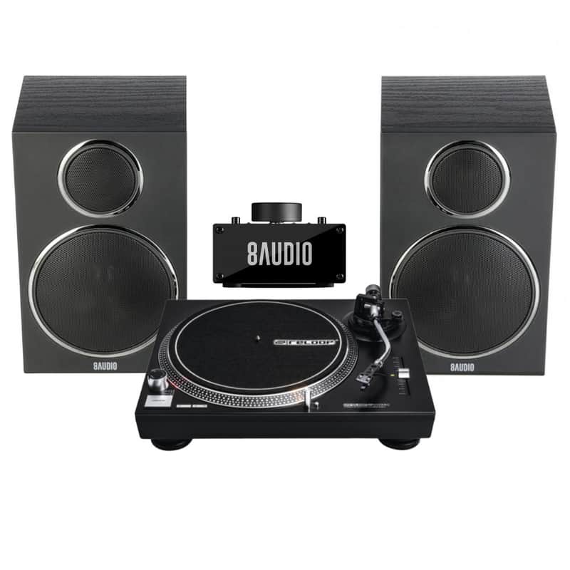 Reloop Quartz-Driven DJ Turntable with Amplifier and Full-range Speakers Bundle