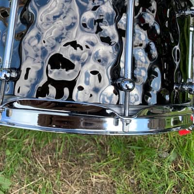 Premier Drums 14" x 5.5" Brass Hammered Snare Drum Black Chrome 2608 +hardcase (Steve White) image 6