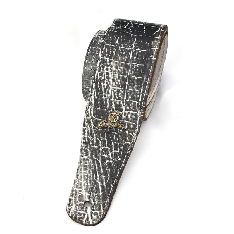 Magma Leathers 2.52" Delux Argentinean Leather Guitar Strap Iguana black-white (07ML01.) image 1