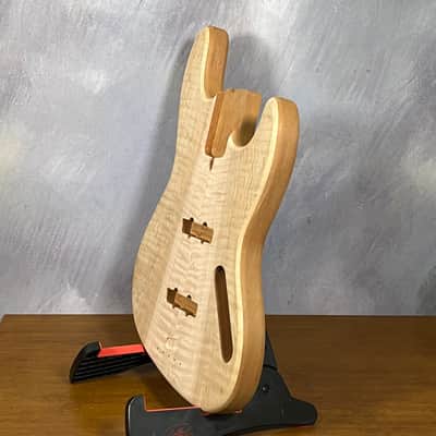 High end Offset bass body NOS unique figure Curly Maple Top solid one-piece True Brazilian Mahogany Back Unfinished Front Routed Luthier Supply R39 image 17