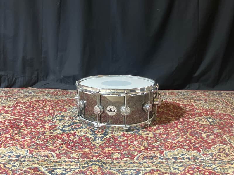 DW Collector's Series Brass 14x5.5 Snare Drum — Custom Shop, Black Nickel Over Brass, True Hoops