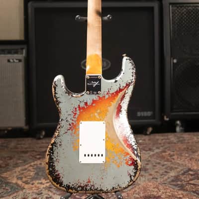 Fender Custom Shop 1965 Stratocaster Super Heavy Relic Electric Guitar - Super Faded Aged Firemist Silver over 3-Color Sunburst with Hardshell Case image 7