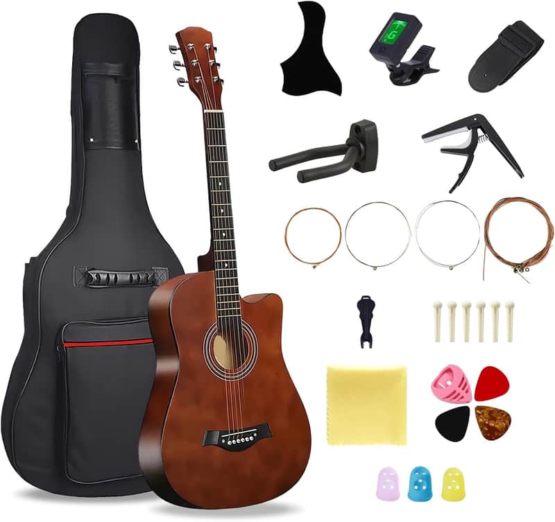 38'' Wood Acoustic Guitar for Adults, 6 Steel-String Acoustic Guitar With Guitar Bag and Beginner Kits for Beginner image 1