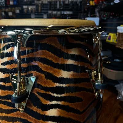 LP Latin Percussion Raul Rekow Signature Tiger Print Conga Tumba Duo Pair Set w/ Gold Hardware image 4