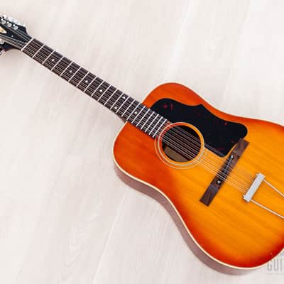 1966 GIbson B-45-12 Vintage Dreadnought 12-String Acoustic Guitar Cherry Sunburst w/ Case image 12