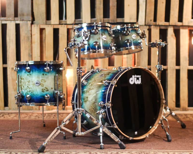 DW Collector's Maple SSC Regal to Royal Blue Burst over Mapa Burl Drum Set - 22,10,12,16 - SO#1408269 image 1