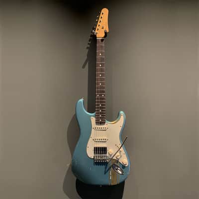 Made to Order - FRANCHIN Mercury guitar Paul Audia Signature - Lake Placid Blue / Sherwood Green / Candy Apple Red - Gold Racing Stripe Relic Aged 100% Nitro Lacquer Stratocaster-Strat-S-Style Made in Italy image 2